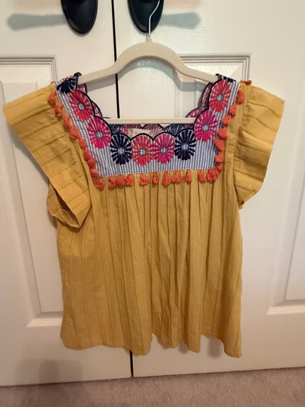 Altar’d State Mustard Yellow Embroidered Babydoll Top Medium - Picture 3 of 4